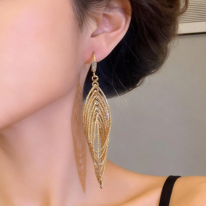 Fine Silver Layered Teardrop Dangle Earrings - Hypoallergenic Lightweight Openwork Filigree Drop Earrings For Women, Elegant Statement Jewelry For Daily & Party
