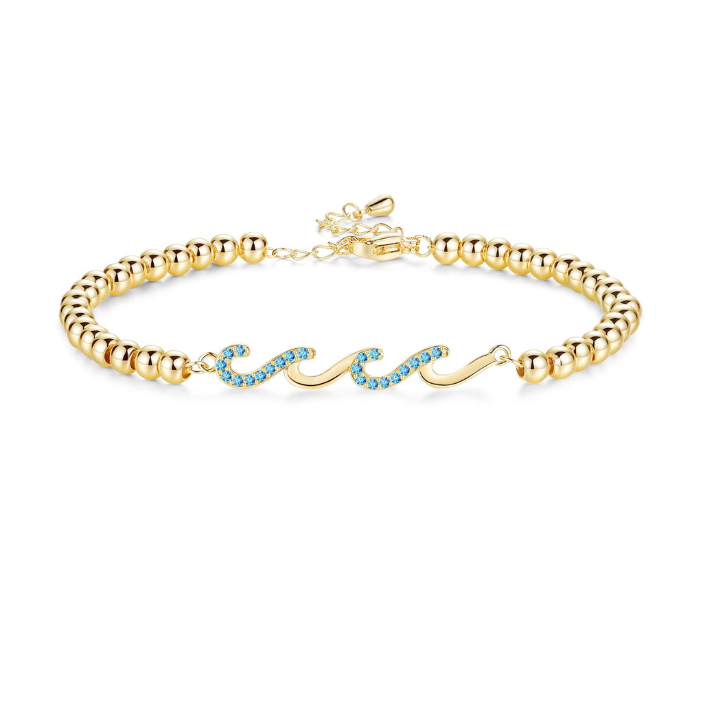 Diamond-studded Wave Bracelet For Women