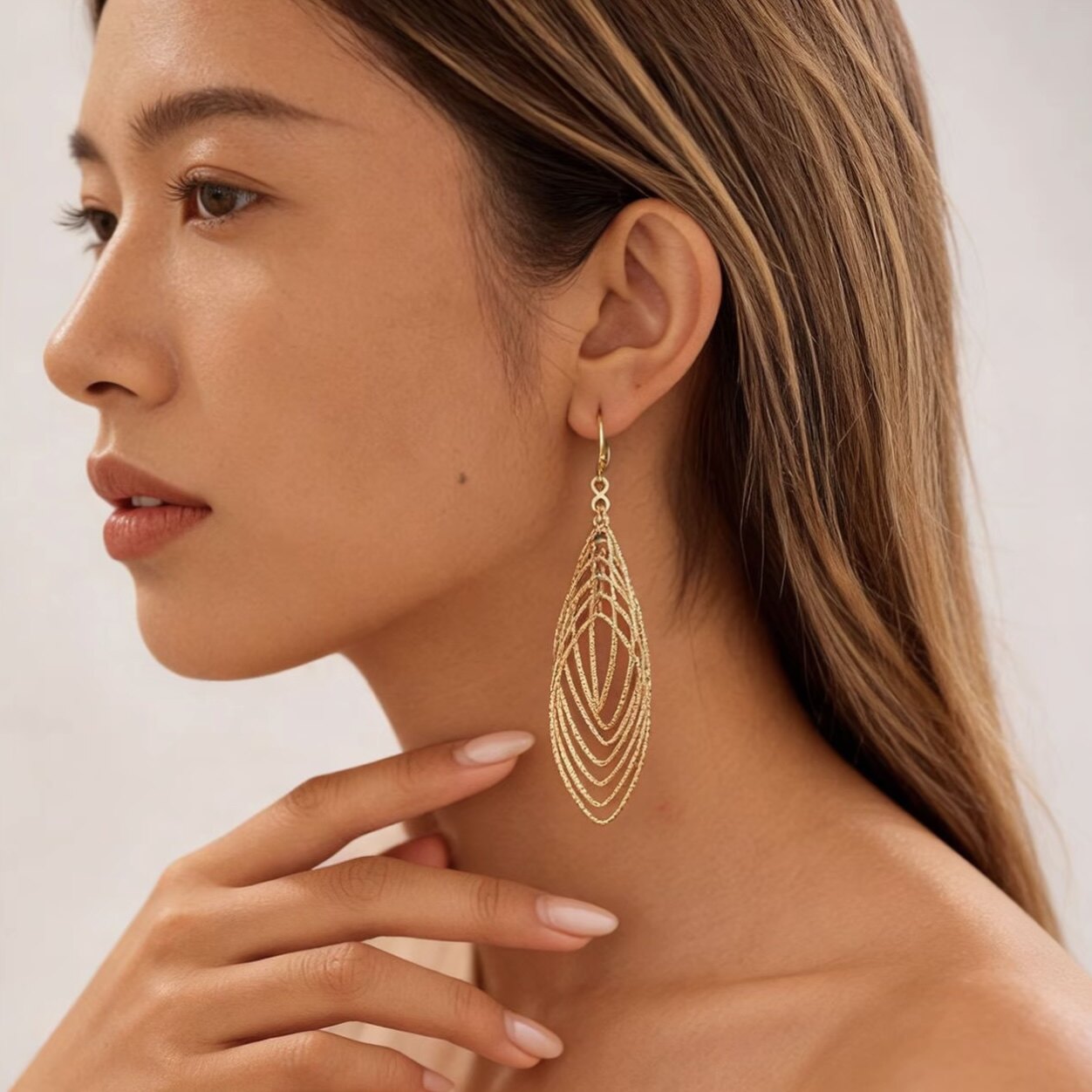 Fine Silver Layered Teardrop Dangle Earrings - Hypoallergenic Lightweight Openwork Filigree Drop Earrings For Women, Elegant Statement Jewelry For Daily & Party