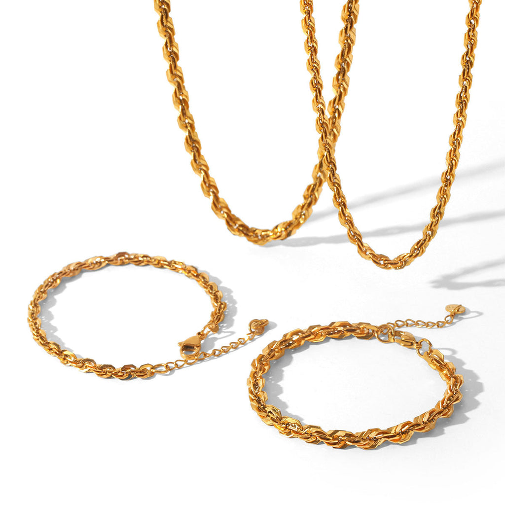 18k Gold Stainless Steel Chunky Cable-Chain Non-Fading Titanium Steel Necklace