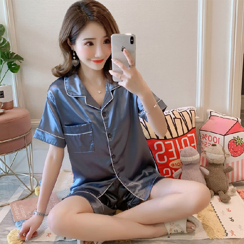 Women's Satin Stretch Pajama Short-Sleeve Set