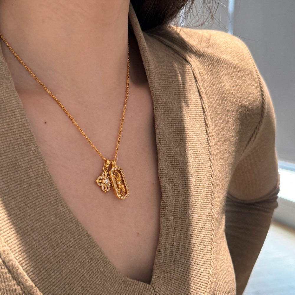 Women's Refined Grace Double Pendant Necklace
