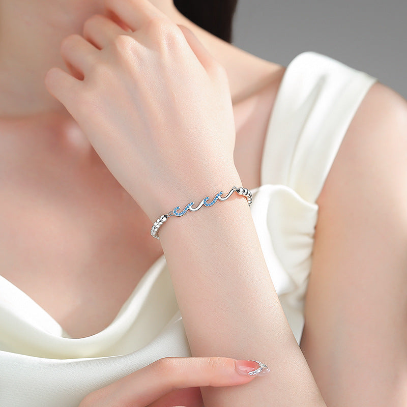 Diamond-studded Wave Bracelet For Women