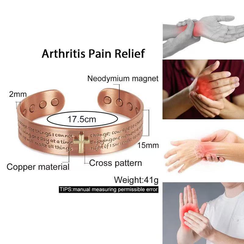 Magnetic Red Copper Cross Adjustable Bracelet