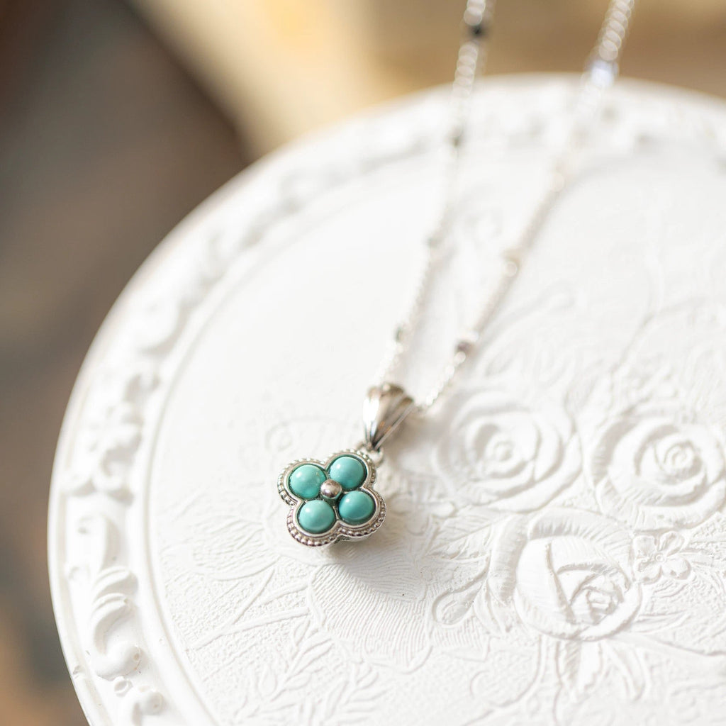 1 Piece 999 Sterling Silver Turquoise Clover Necklace, Fresh & Elegant, Perfect For Daily, Dating & Gifting, Ideal Valentine's Gift