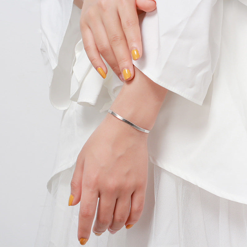 Sterling Silver Blade Flat Snake Bone Bracelet