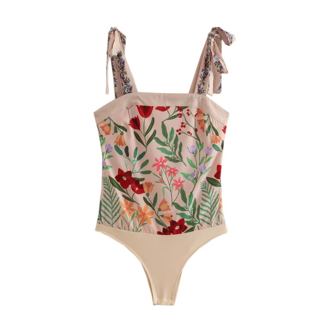 Womens Retro Printed Jumpsuit