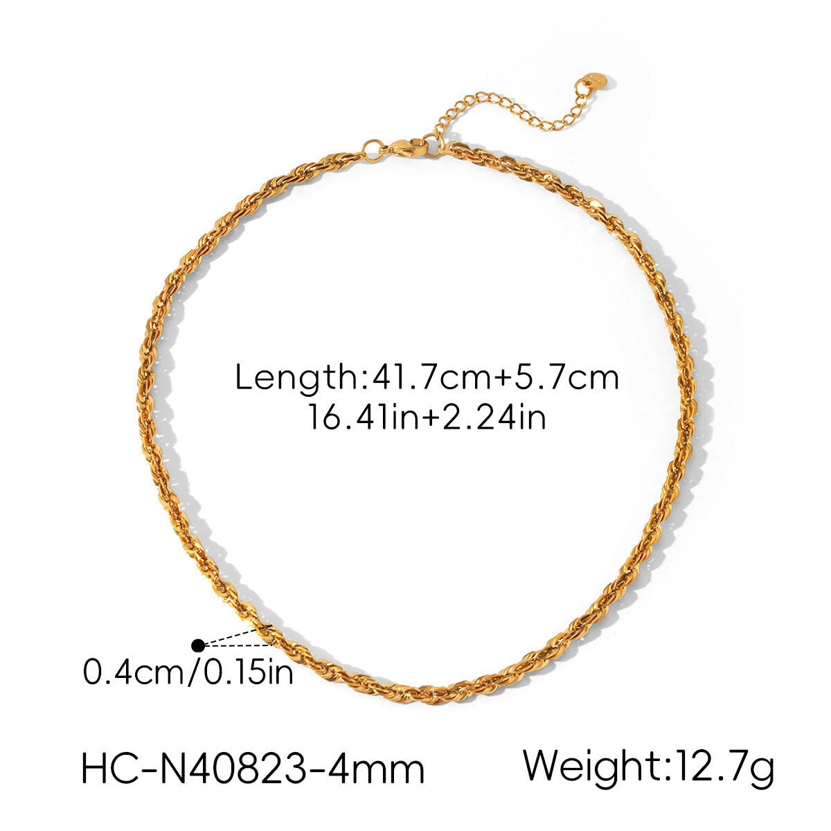18k Gold Stainless Steel Chunky Cable-Chain Non-Fading Titanium Steel Necklace