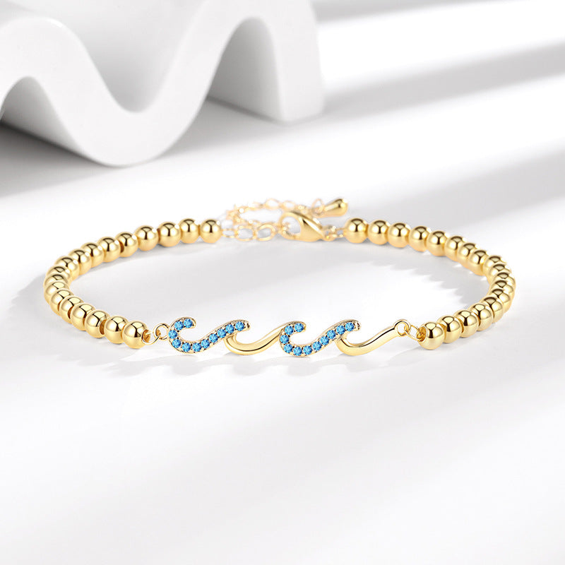 Diamond-studded Wave Bracelet For Women