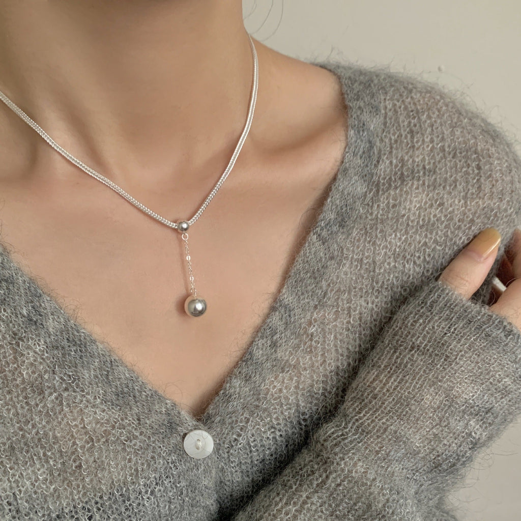 Fashionable Spherical Necklace In S925 Sterling Silver For Women