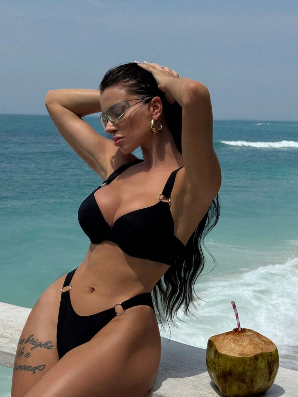 Women's Fashion Pure Color Bikini Split Swimsuit
