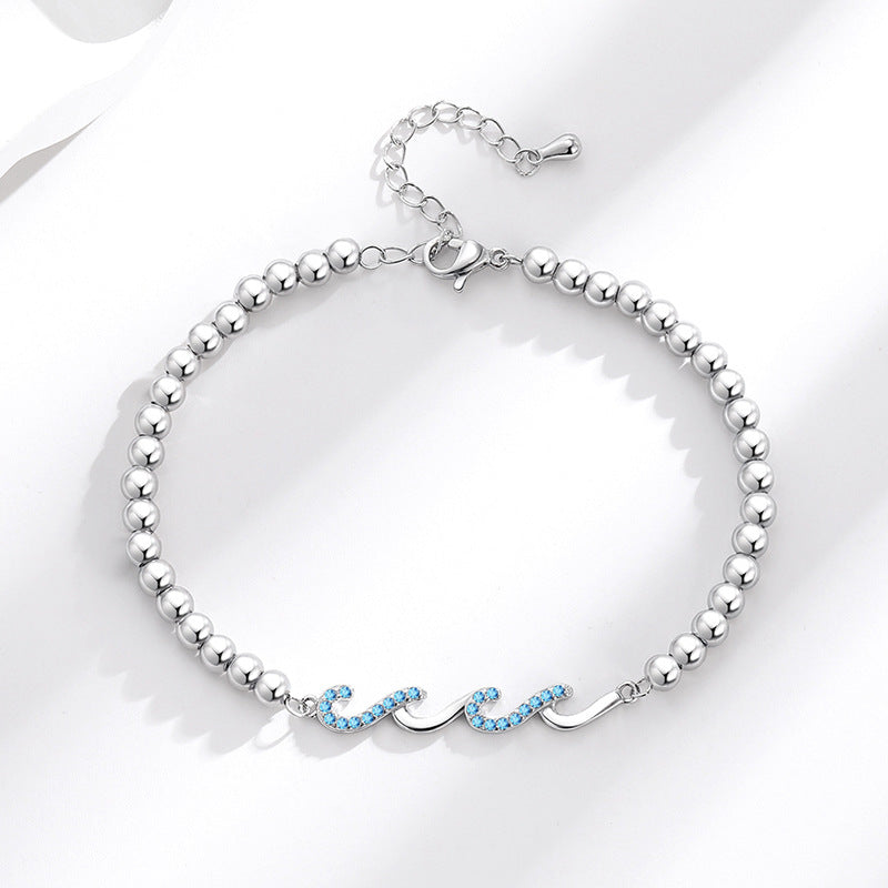 Diamond-studded Wave Bracelet For Women