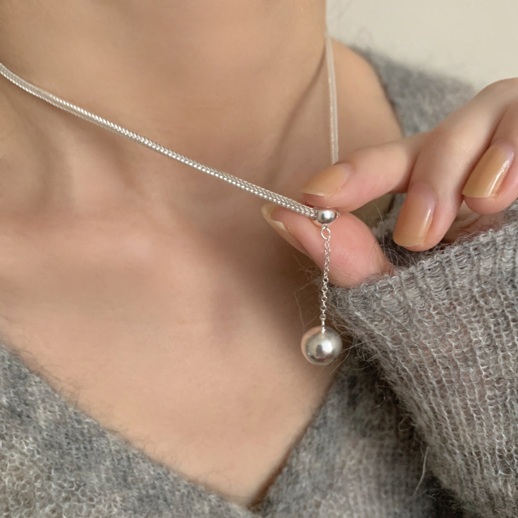 Fashionable Spherical Necklace In S925 Sterling Silver For Women