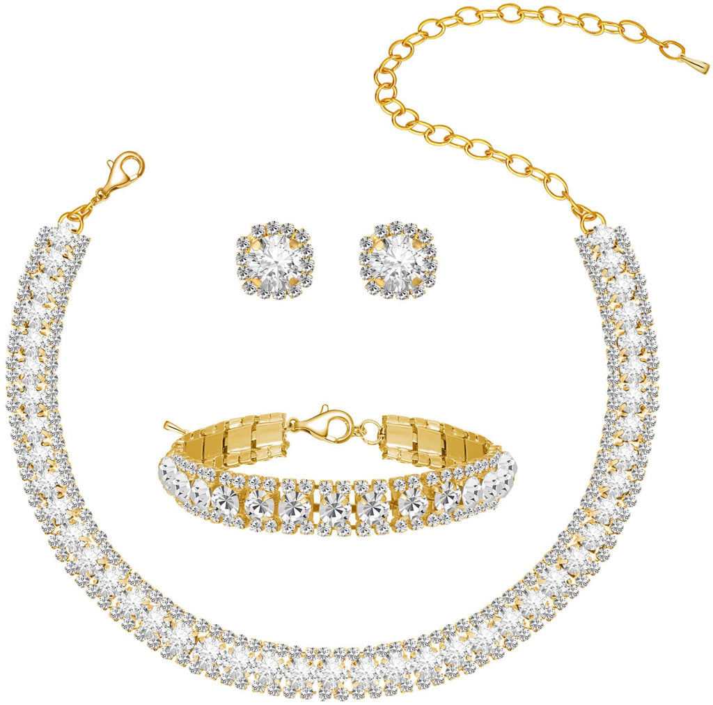 Diamond-Encrusted Sparkling Fashionable Office Lady Full-Covered Diamond Light-Luxury Necklace Set