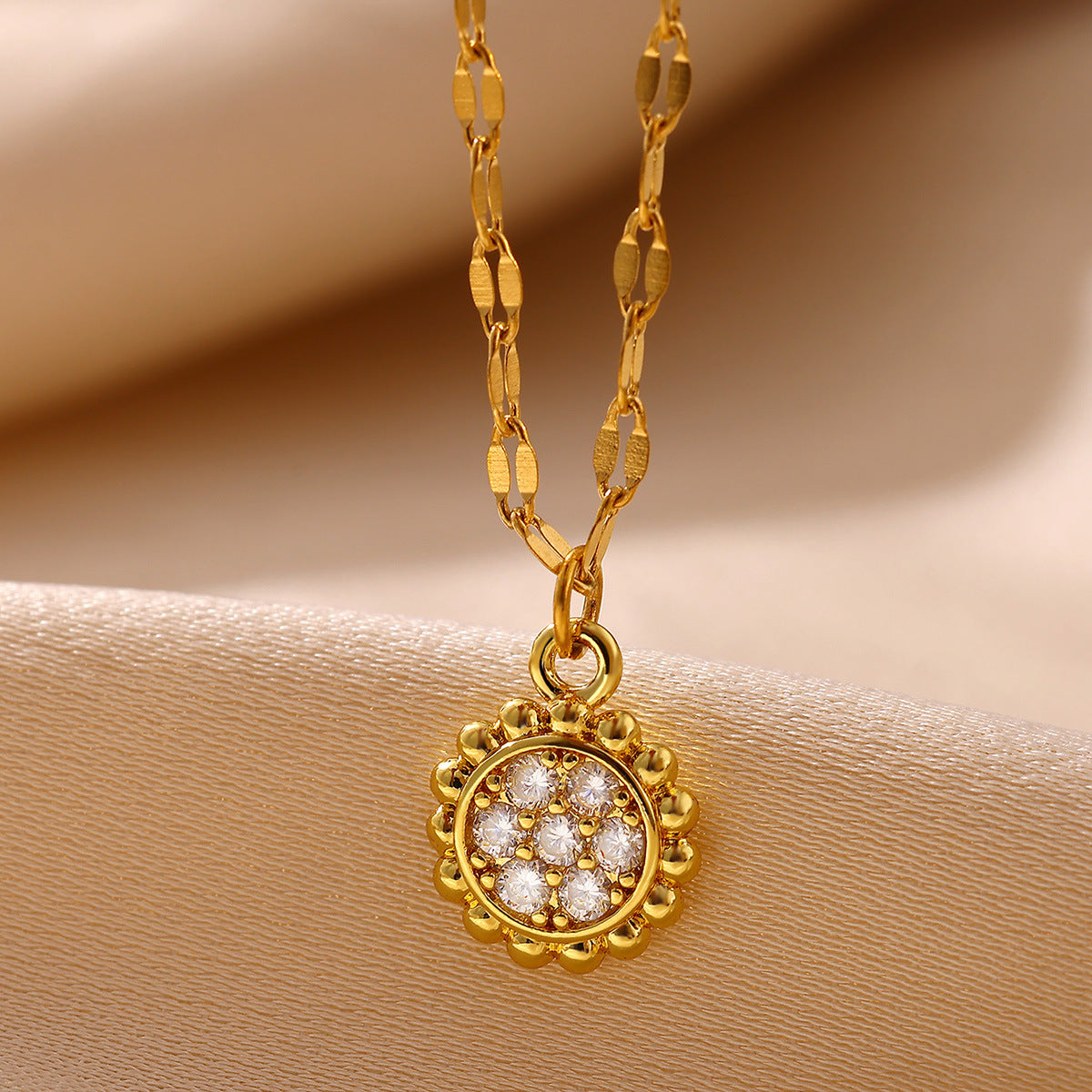 New Copper Zircon Gold-Plated Pendant Necklace