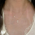 Full Diamond Double Cross Necklace For Women