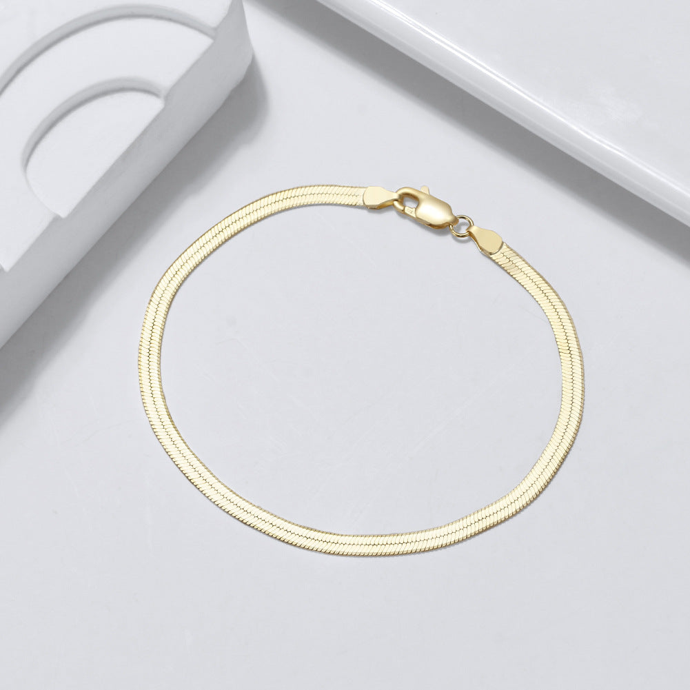 Sterling Silver Blade Flat Snake Bone Bracelet