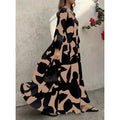 Elegant V-Neck Long-Sleeve Fashionable Floral Print Dress For Women
