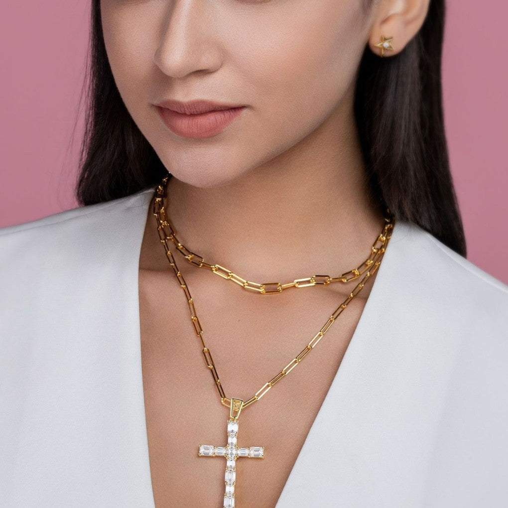 S925 Silver Moissanite Twin Light Luxury Minority Necklace Accessories For Women