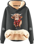 Highland Cow Hooides Jumpers for Women Fleece Lined Sherpa Hoodie