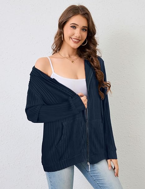 Flikity Womens Cardigans Zip Up Ladies Hoodies with Large Pockets