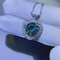 Green Moissanite Pendant S925 Sterling Silver Necklace