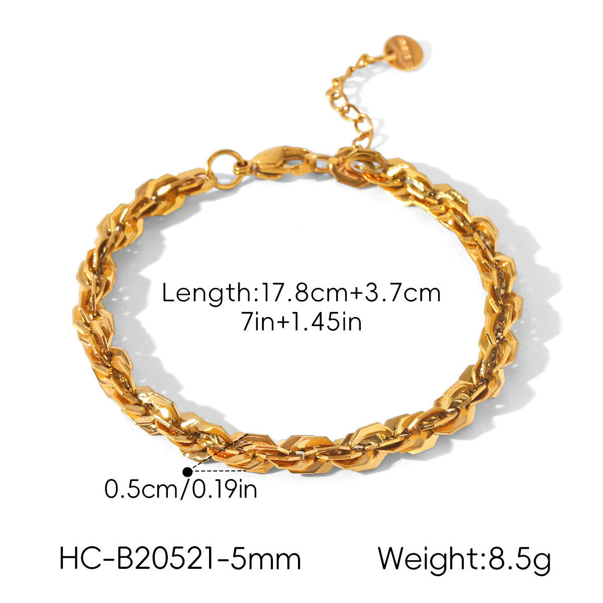 18k Gold Stainless Steel Chunky Cable-Chain Non-Fading Titanium Steel Necklace