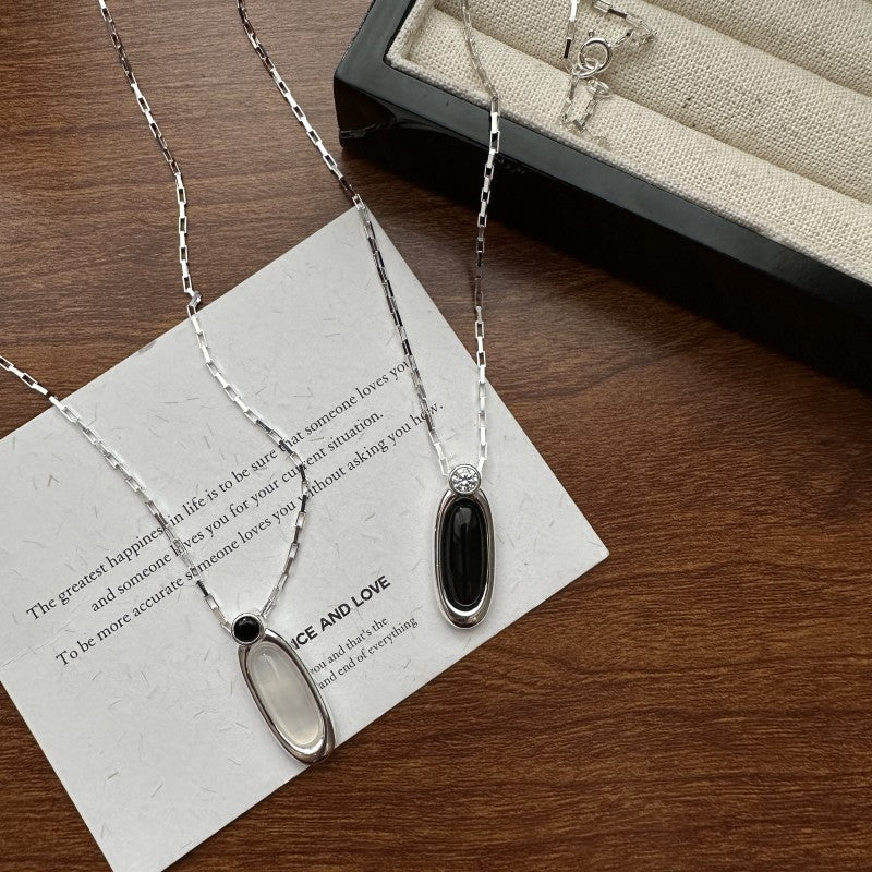 S925 Sterling Silver Niche Design Waterdrop-Shaped Agate Necklace