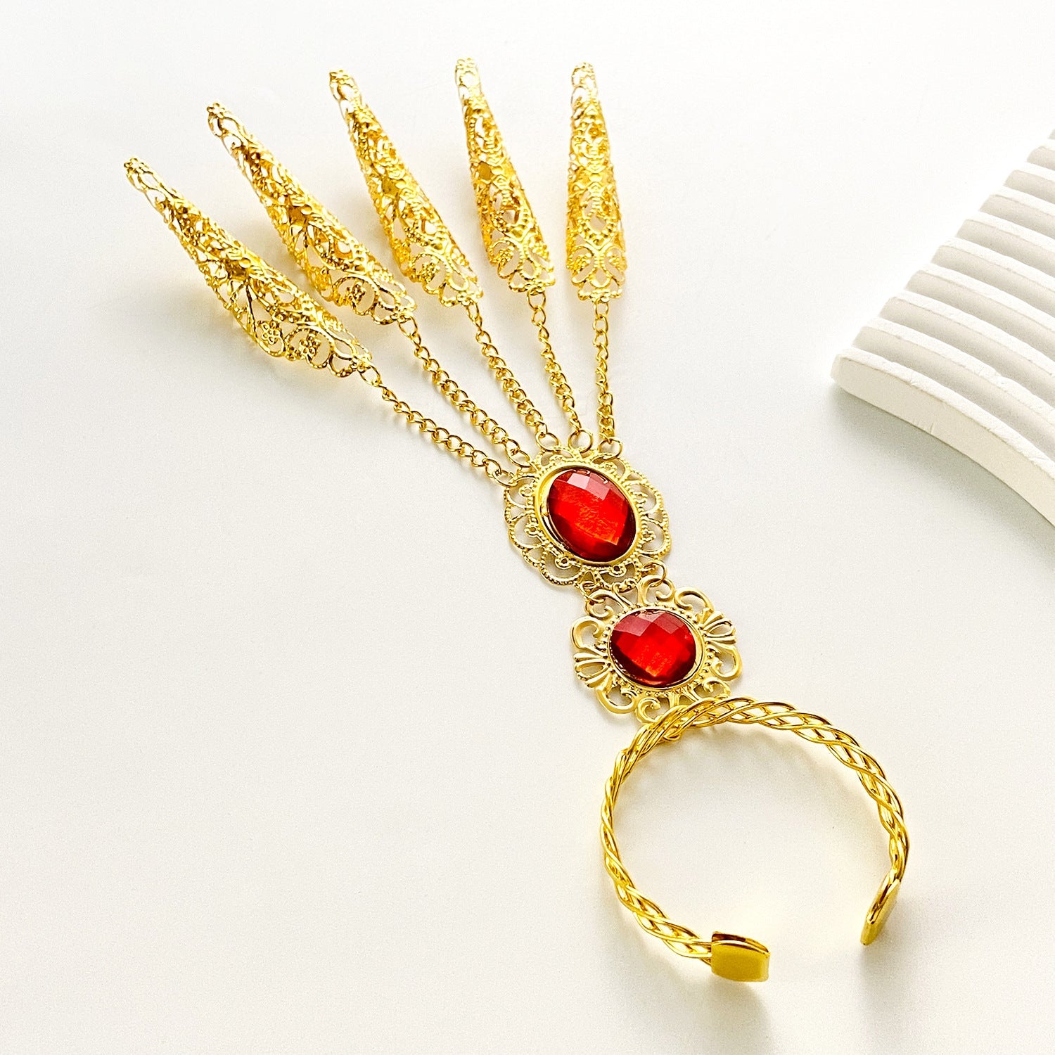 Ethnic Indian Belly Dance Nail Accessories  Golden Performance Props For Women