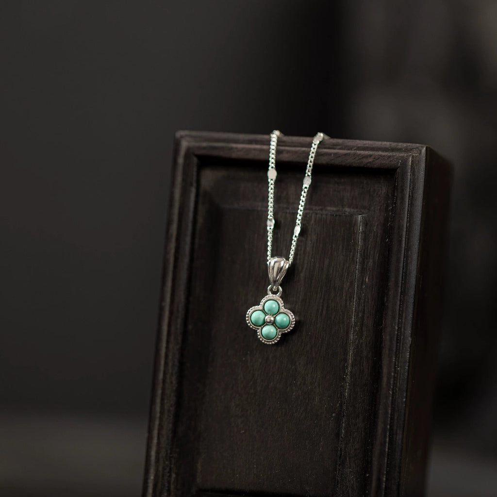 1 Piece 999 Sterling Silver Turquoise Clover Necklace, Fresh & Elegant, Perfect For Daily, Dating & Gifting, Ideal Valentine's Gift