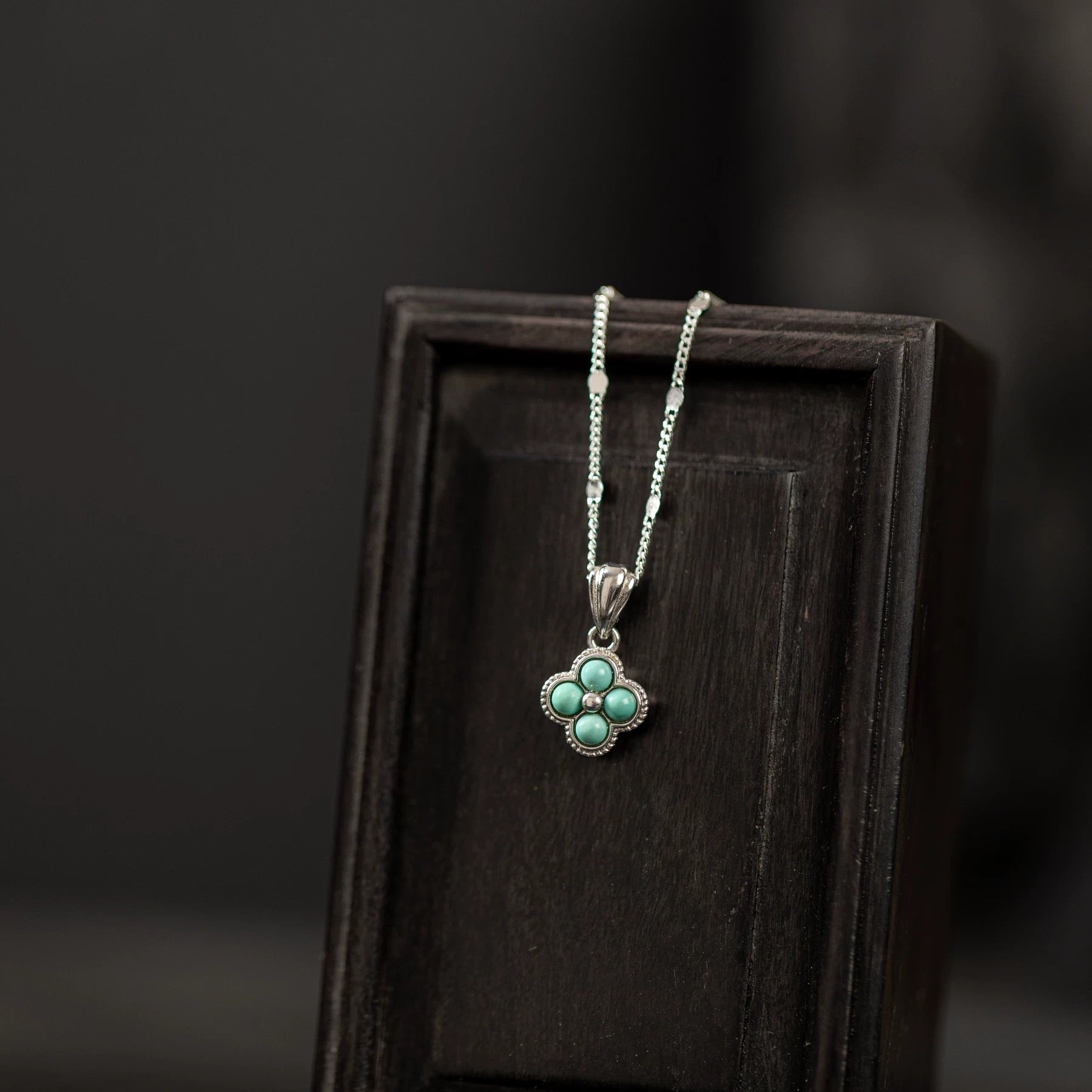 1 Piece 999 Sterling Silver Turquoise Clover Necklace, Fresh & Elegant, Perfect For Daily, Dating & Gifting, Ideal Valentine's Gift