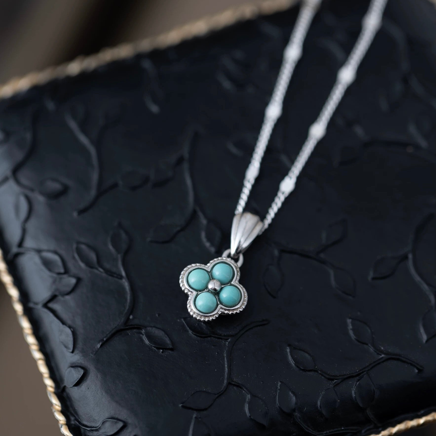 1 Piece 999 Sterling Silver Turquoise Clover Necklace, Fresh & Elegant, Perfect For Daily, Dating & Gifting, Ideal Valentine's Gift