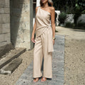 European And American Resort-Style Fashionable Strap Wide-Leg Long Pants Set