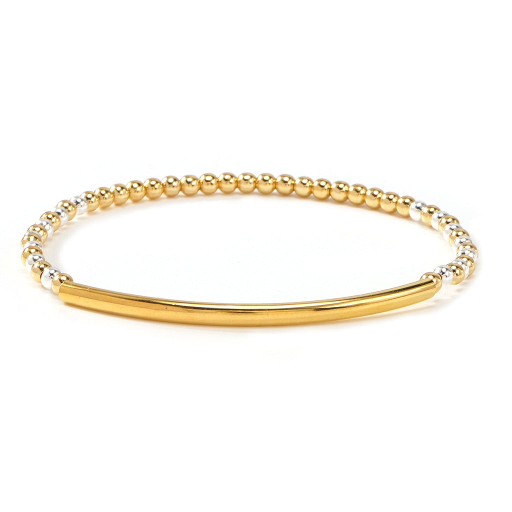 Metal Bead Bracelet With Contrasting Color Patchwork
