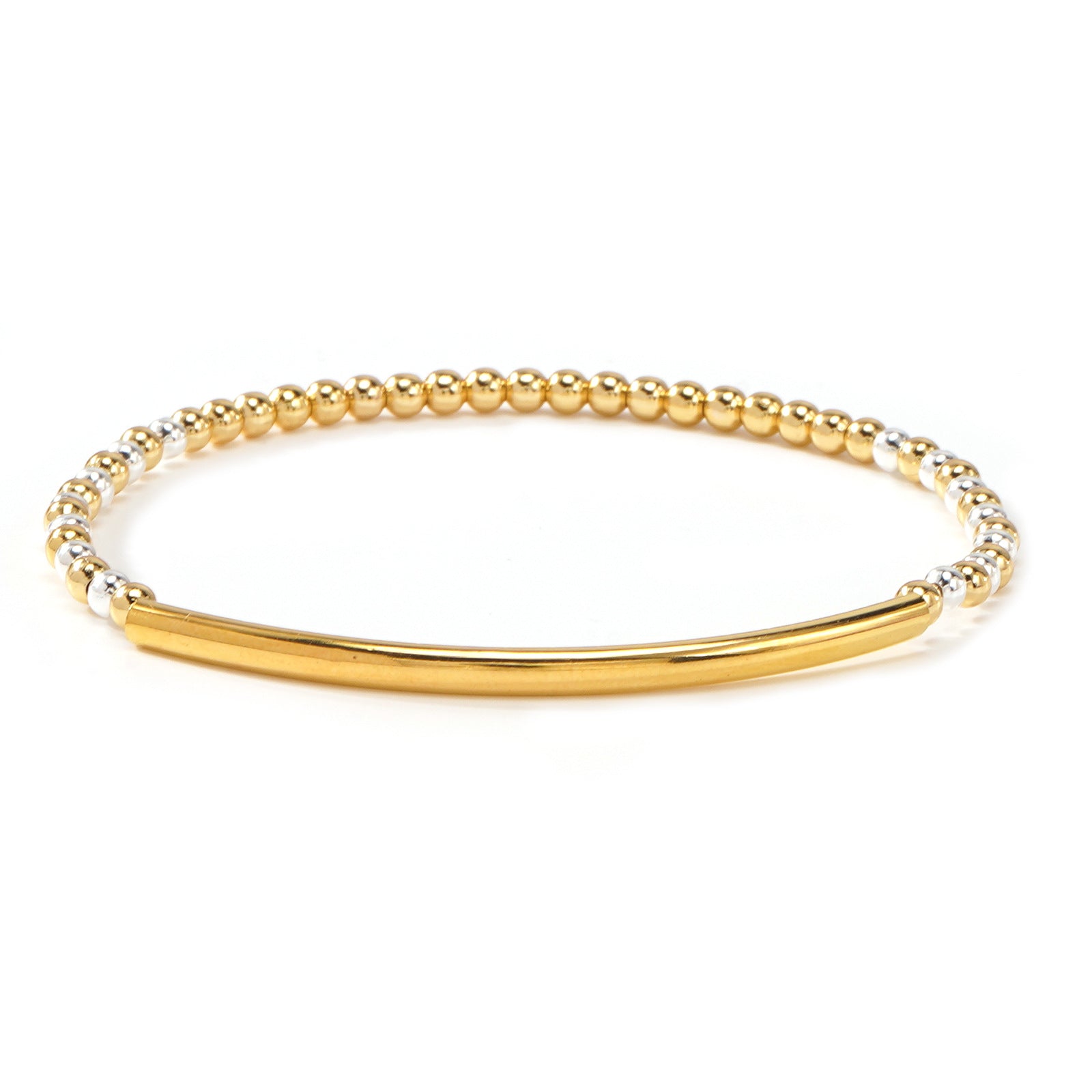 Metal Bead Bracelet With Contrasting Color Patchwork