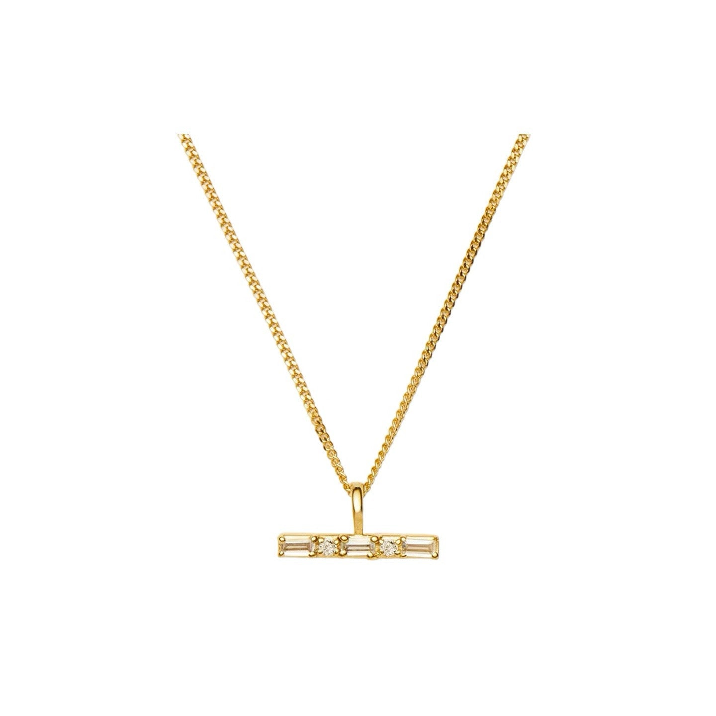 Gold And Silver Double T-shaped Horizontal Necklace