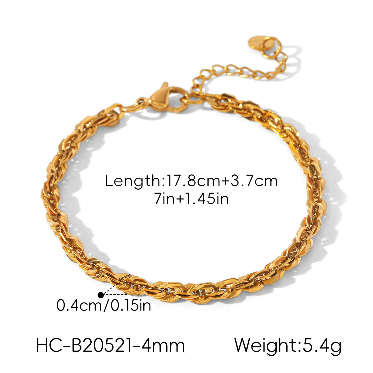 18k Gold Stainless Steel Chunky Cable-Chain Non-Fading Titanium Steel Necklace