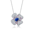 S925 Silver Four-Leaf Clover Flower Cultured Ruby Necklace