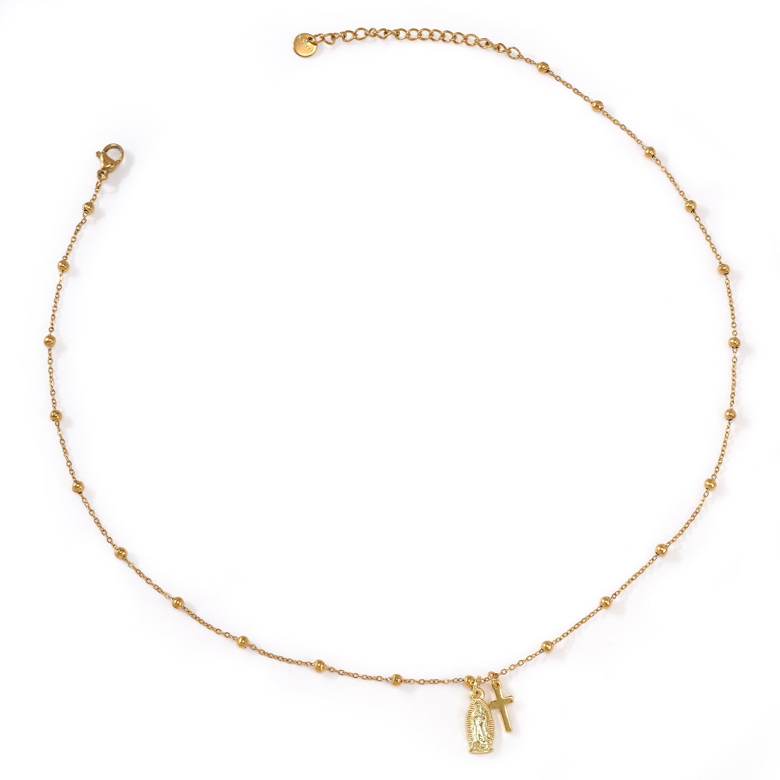 Handmade Beaded Red And Gold Double-Layer Necklace
