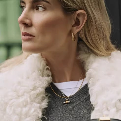 Gold And Silver Double T-shaped Horizontal Necklace