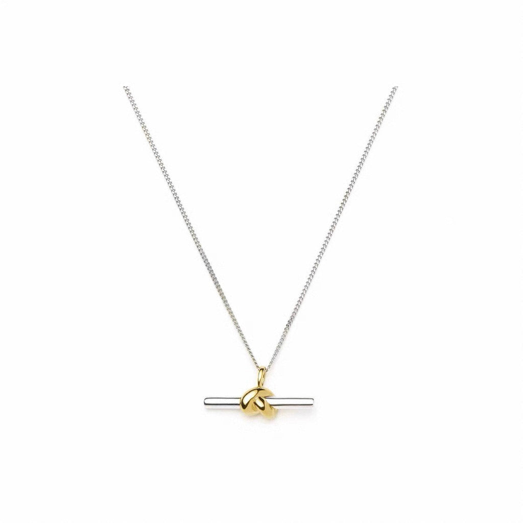 Gold And Silver Double T-shaped Horizontal Necklace