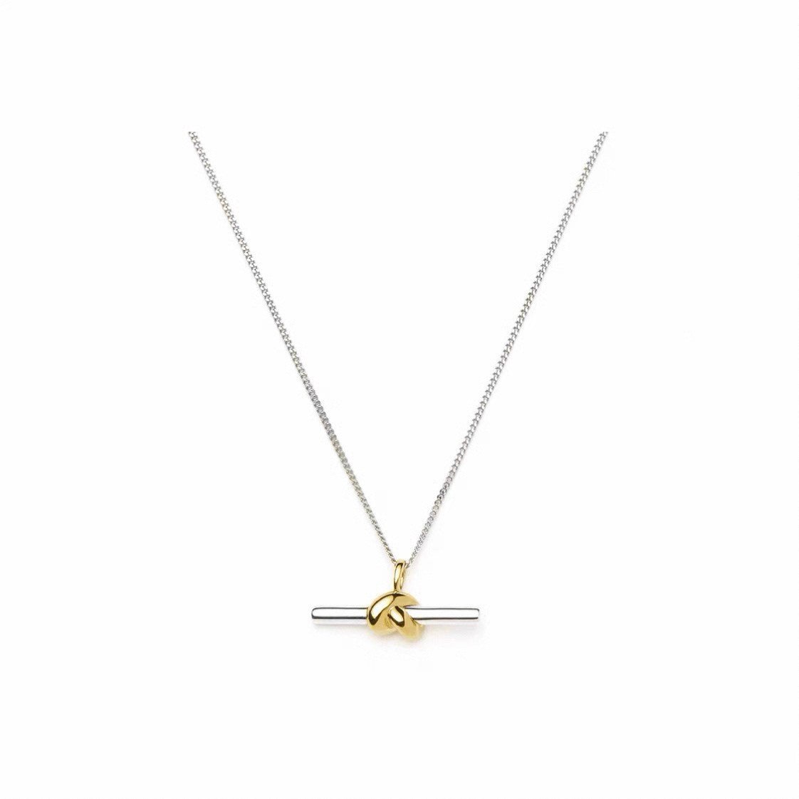 Gold And Silver Double T-shaped Horizontal Necklace