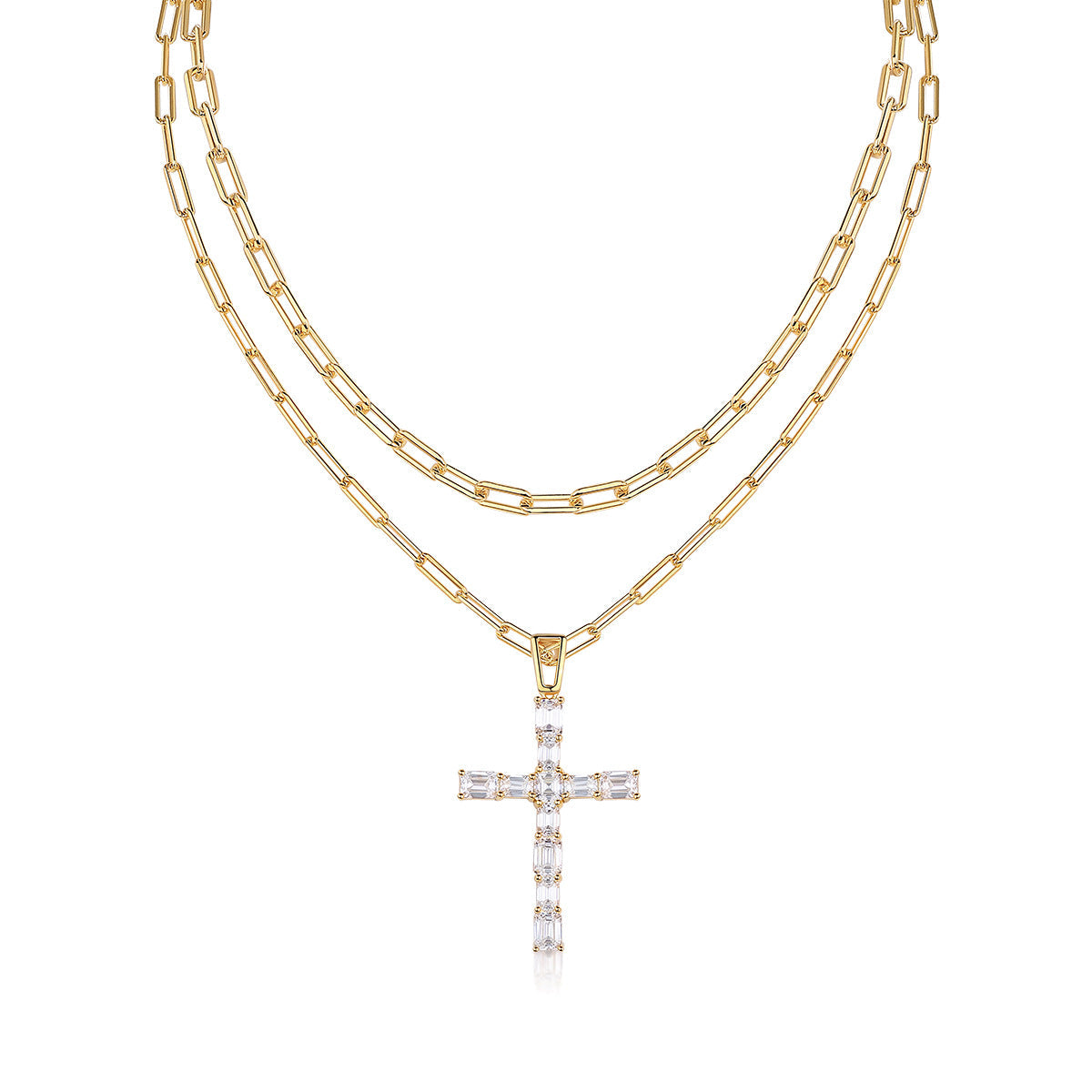 S925 Silver Moissanite Twin Light Luxury Minority Necklace Accessories For Women