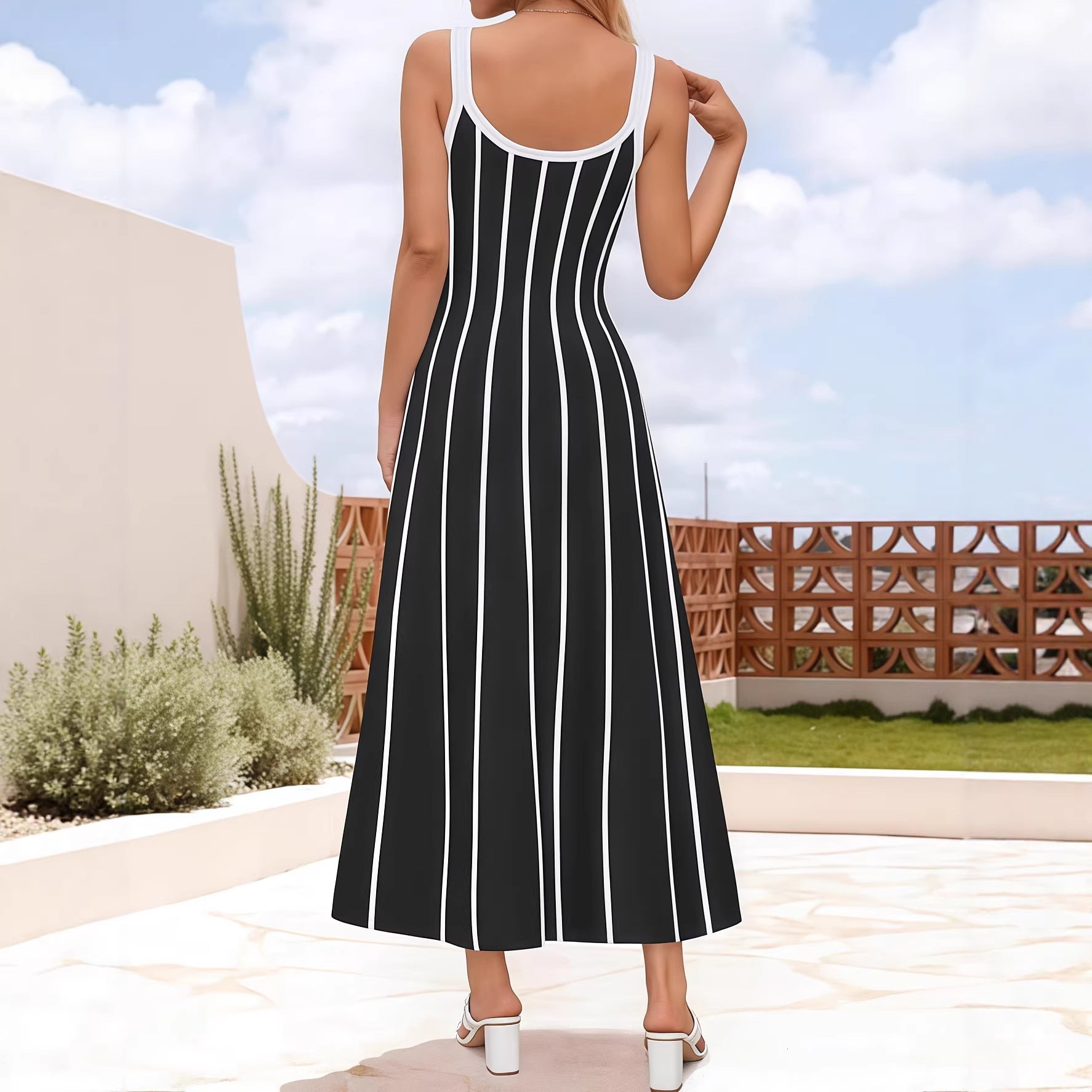 Womens Striped Slip Dress