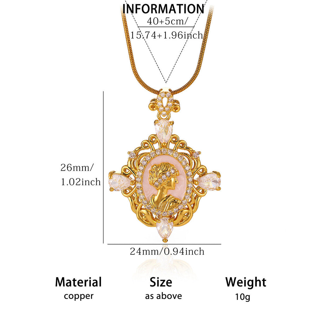 New Copper Zircon Gold-Plated Pendant Necklace