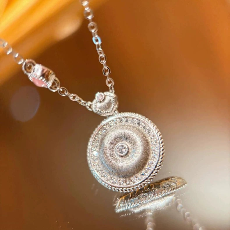 1 Piece 999 Sterling Silver Pink Shell Compass Pendant Necklace, Retro & Elegant, Perfect For Daily, Dating & Gifting, Ideal Valentine's Gift