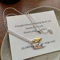 S925 Sterling Silver Fashionable Heart-Shaped Necklace In Contrasting Gold And Silver Colors