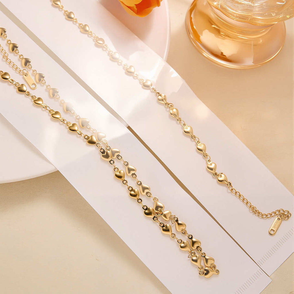 Fashionable Hundred-Tower Heart-Shaped Chain Titanium Steel Necklace Luxe And Elegant