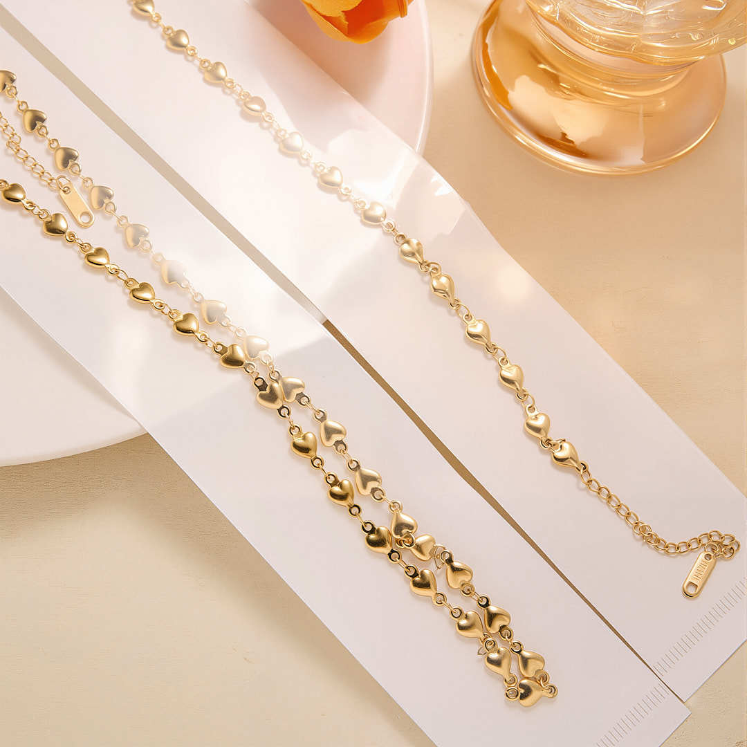 Fashionable Hundred-Tower Heart-Shaped Chain Titanium Steel Necklace Luxe And Elegant