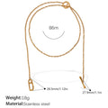 Japanese Style Minimalist Long Sweater Chain Necklace, Stainless Steel Pig Nose Pendant With OT Clasp, Fashion Simple Jewelry